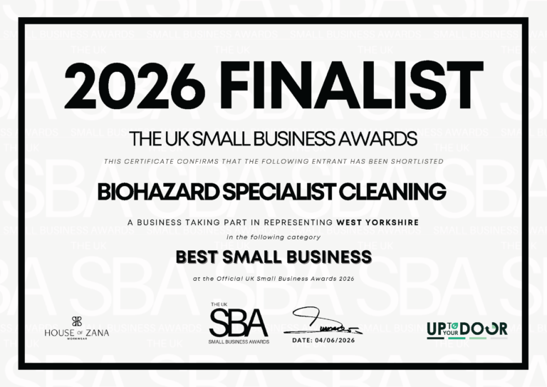 2026 Finalist certificate, The UK Small Business Awards, Best Small Business category, West Yorkshire